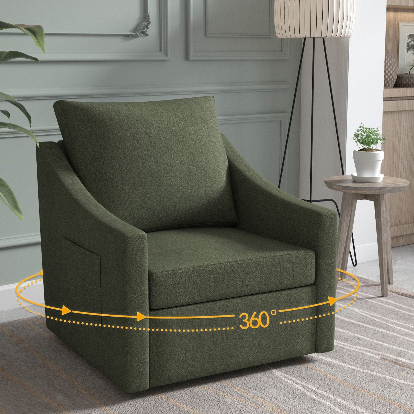 Swivel Accent Chair Set of 2,360° Big Armchair Modern Living Room Chairs