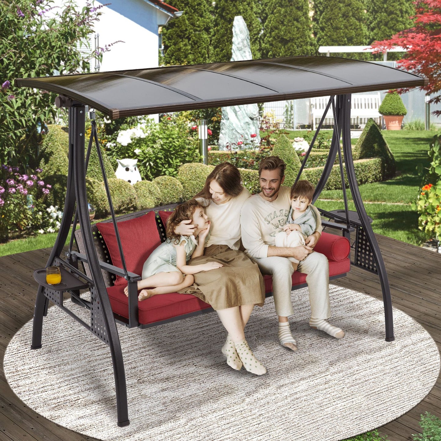 Yalissey  3 in 1 Outdoor Porch Swing with Adjustable Canopy