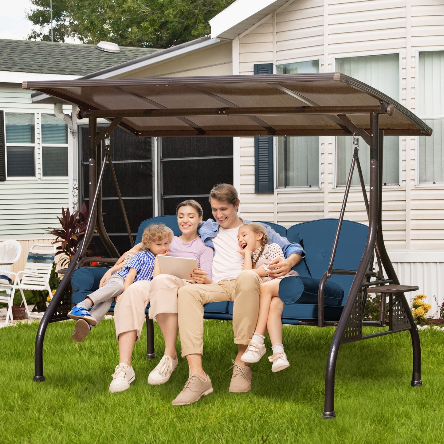 Yalissey  3 in 1 Outdoor Porch Swing with Adjustable Canopy