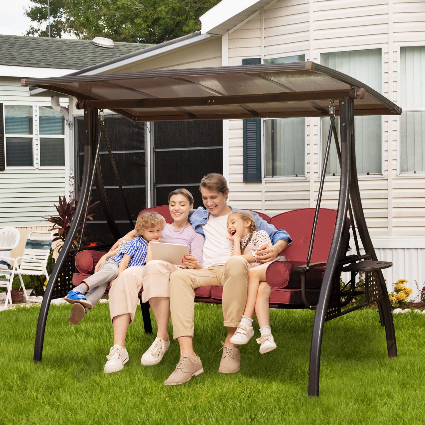 Yalissey  3 in 1 Outdoor Porch Swing with Adjustable Canopy