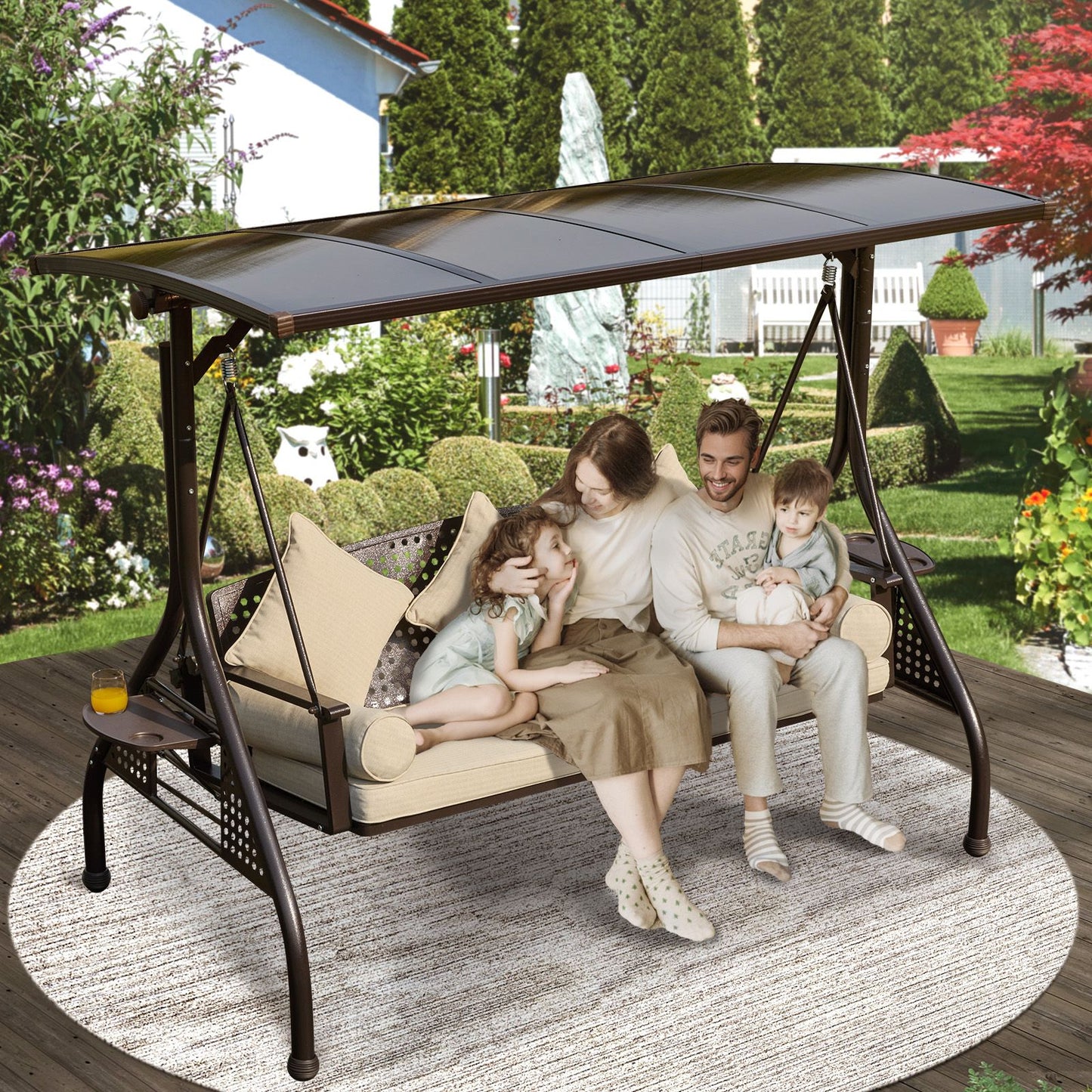 Yalissey  3 in 1 Outdoor Porch Swing with Adjustable Canopy