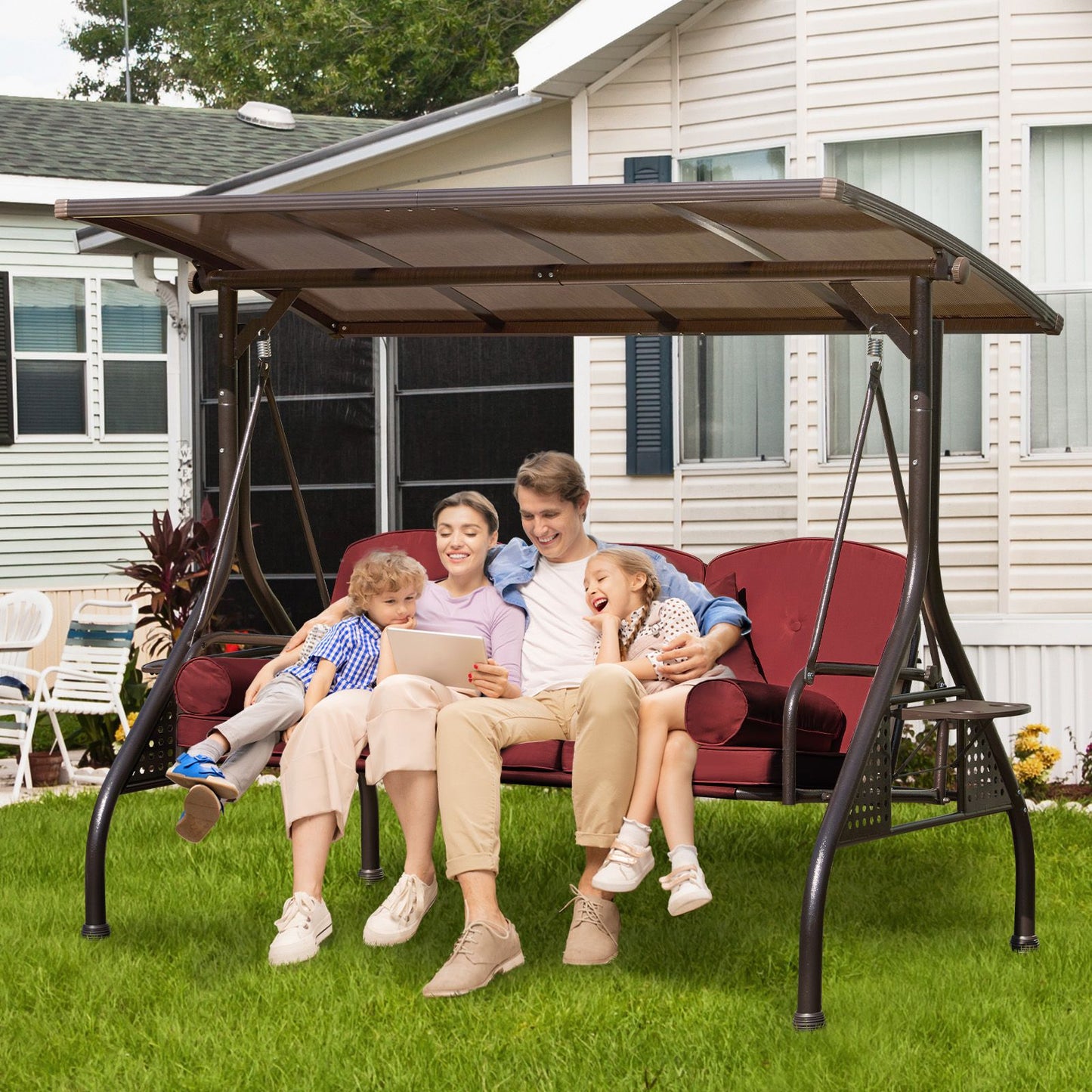 Yalissey  3 in 1 Outdoor Porch Swing with Adjustable Canopy