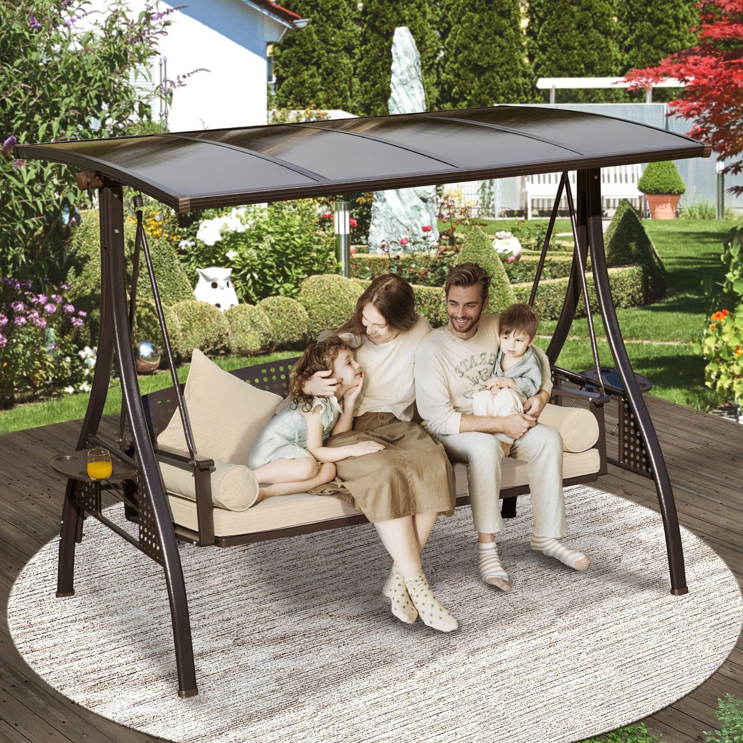 Yalissey  3 in 1 Outdoor Porch Swing with Adjustable Canopy