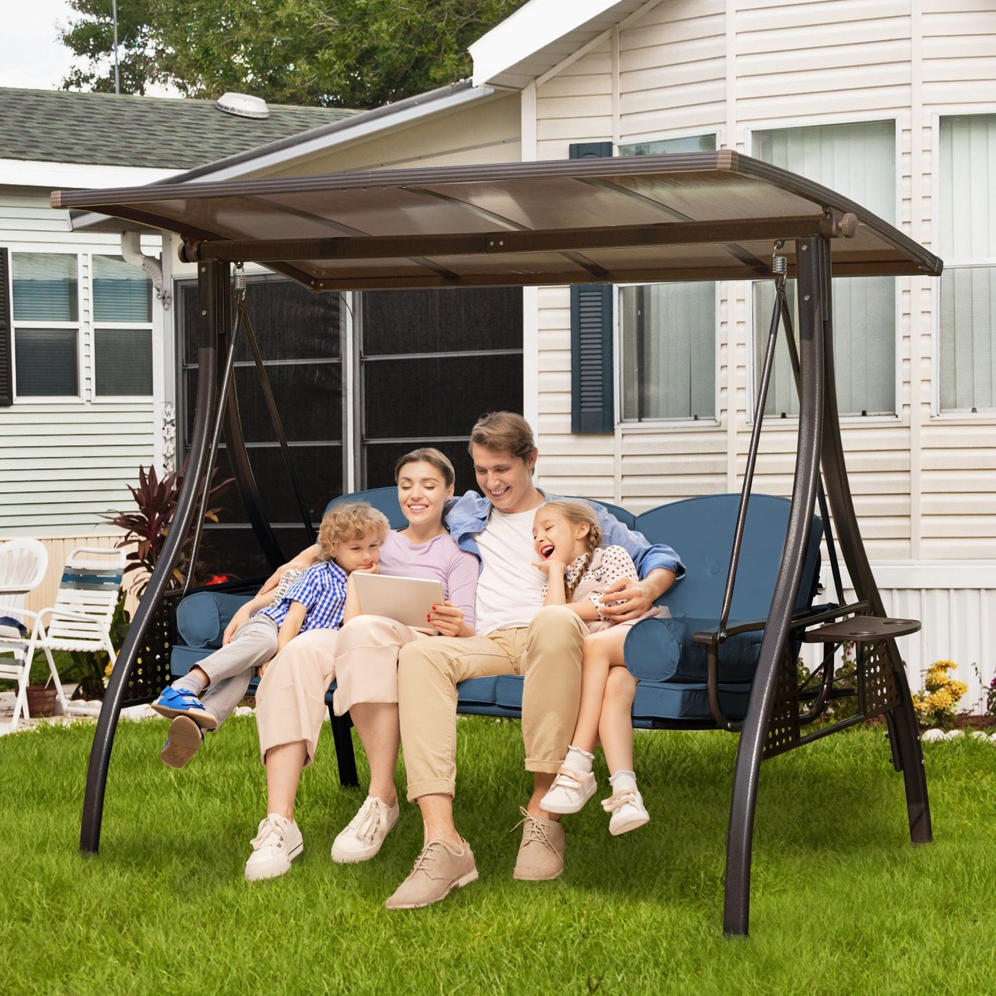 Yalissey  3 in 1 Outdoor Porch Swing with Adjustable Canopy