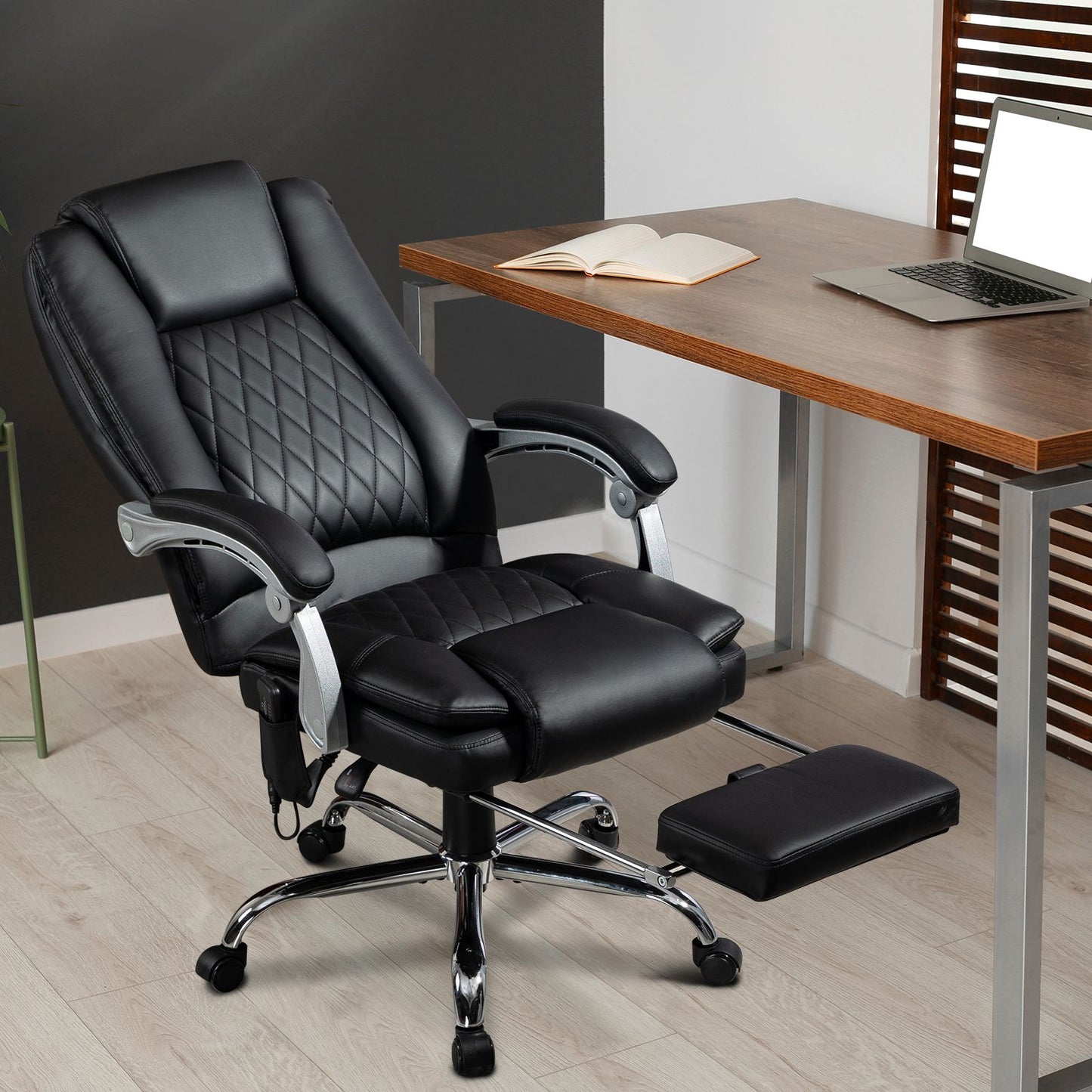 400lbs Big and Tall high Back Executive PU Leather Office Chair Heavy Duty with Foot Rest